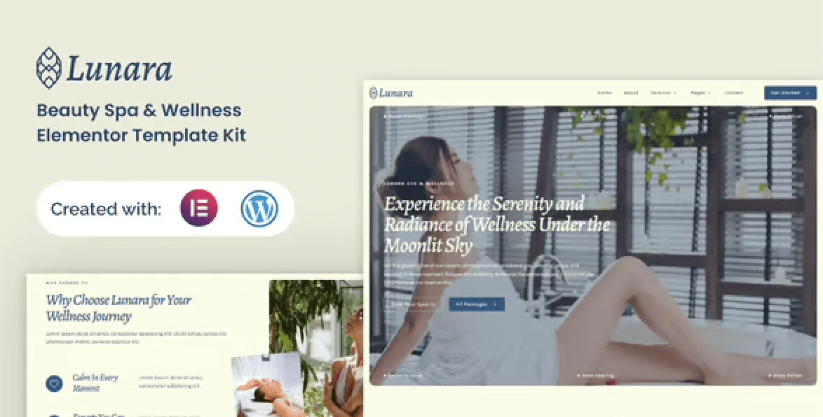Lunara – Beauty Spa Wellnes Elementor Template Kit