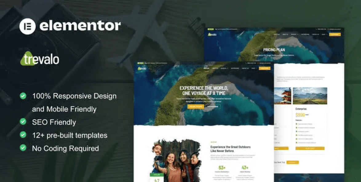Trevalo – Travel and Tour Agency Elementor Pro Template Kit