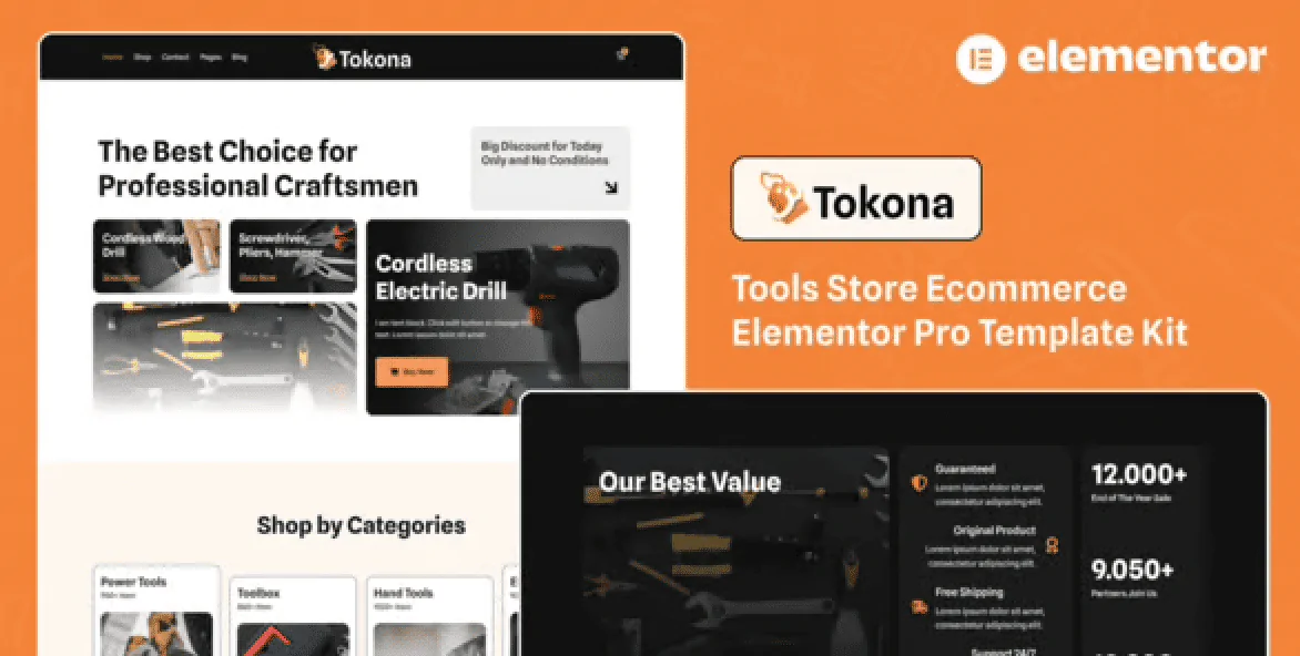 Tokona – Tools Store Ecommerce Elementor