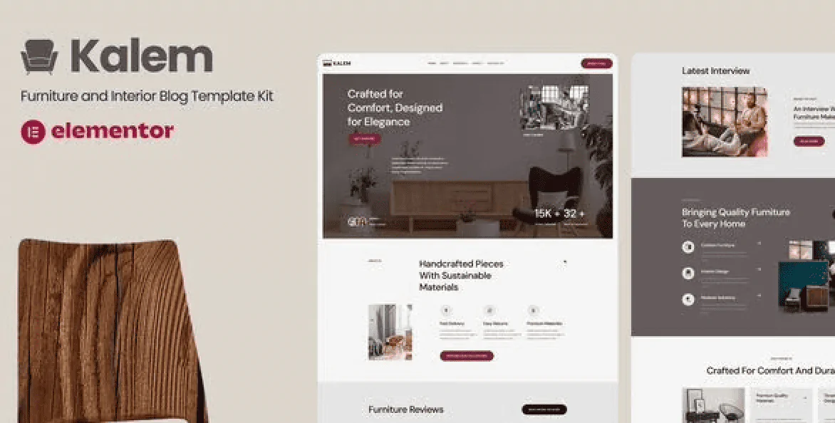 Kalem – Furniture and Interior Design Blog Elementor Template Kit